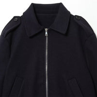 Women's Navy Blue Turn-down Collar Coat