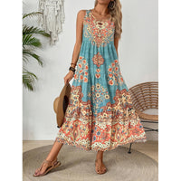 European And American-style Casual Printed Maxi Dress