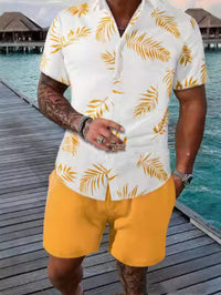 Men's Casual Loose Short Sleeved Shorts Beach Set