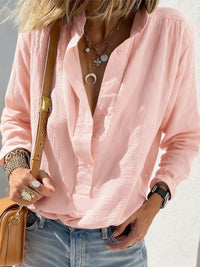 Casual Loose And Stylish Long Sleeves Cotton And Linen Solid Color Retro Button Pullover Shirt
