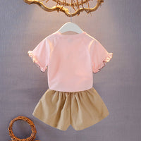 Girls suit new casual foreign summer dress trendy tide clothes cotton children's T-shirt shorts sports two-piece