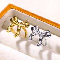 New 18K Gold Stainless Steel Bow Ring