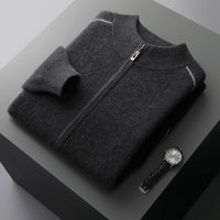 Men's Cashmere Sweater Thick Heavy Half Turtleneck Zipper