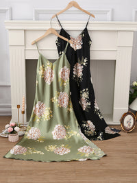 Printed Slip Dress Sleeveless Nightgown Pajamas And Loungewear
