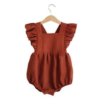Pure Color Girls' Linen Cotton Triangle Romper