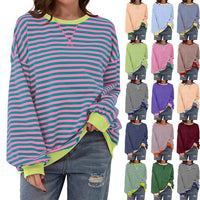 Women's Loose-fitting Casual Striped Hoodie