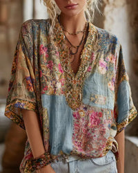 V-neck Pullover T-shirt Casual Top