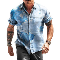 Men's Casual Versatile Button 3D Printed Shirt