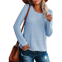 Loose Solid Color Knitted Bottoming Shirt For Women
