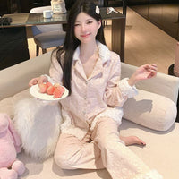 Solid-color Long-sleeve Casual Loungewear Set