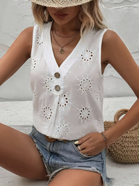 Summer Women's Jacquard Hollow Top V-neck All-matching Shirt