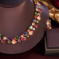 Colorful Waterdrop Earring And Necklace Set