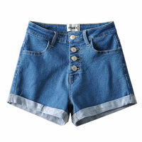 High Waist Denim Shorts High Stretch Front Row