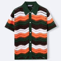 Men's Lapel Short-Sleeve Crochet Polo Shirt