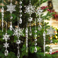 Christmas Crystal Lighting Snowflake Ice Cone Pendant