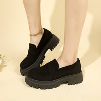 British Style Slip-on Leather Shoe Retro Platform Casual All-matching Women