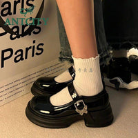 Korean Small Leather Women's Summer Thin British Style Versatile Thick-soled Niche Skirt Low-cut French Shoes