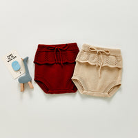 Girls' Ruffled Bread Knit Sweet Yarn Shorts