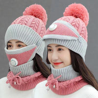 New Women's Fleece Thickened Warm Knitted Wool Hat