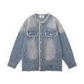 Washed And Worn Raw Edge Cat Beard Denim Coat