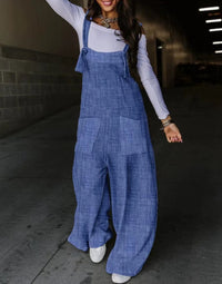 Autumn Printed Defined-Waist Lace-Up Jumpsuit Trousers For Women