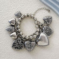 Double-layer Stacked Chain Heart Pendant Bracelet