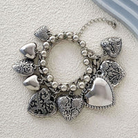 Double-layer Stacked Chain Heart Pendant Bracelet