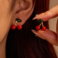Unique Design Cute Cherry Stud Earrings