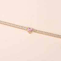 Golden Heart-Shaped Bracelet With Diamonds Light Luxury Handmade Love-Heart Design