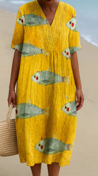 Printed Long-sleeve Dress For Women
