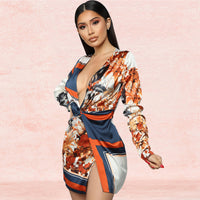 Printed sexy V-neck jumpsuit