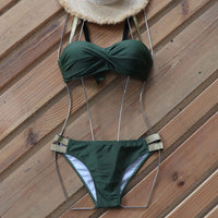 Cross multicolor gathered swimsuit