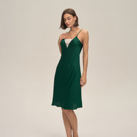 Womens Summer Satin Chiffon Loungewear Sexy Lace-Panel Camisole With Open Back And Short Skirt