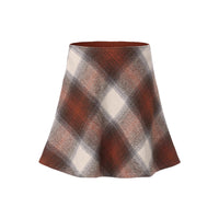 Woolen Midi High-waisted Plaid A-line Skirt European And American Style
