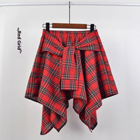 College Style Plaid Irregular Dance Skirt