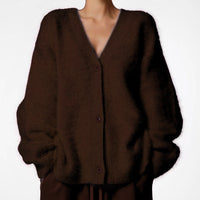 Cross-border Hot Sale Spring And Autumn Imitation Marten Cardigan Women Idle Style Loose Sweater Coat Soft Long-sleeved Sweater Women