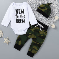 Three-piece White Cotton Letter Camouflage Print With Hood