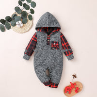 3-color long-sleeved hooded romper