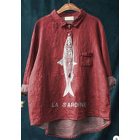 Loose Printed Crew Neck Casual Plus Size Women's Shirt