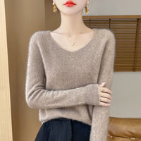 Women's Woolen Sweater V-neck Loose Wool Base Shirt