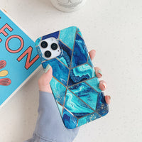 Compatible with Apple, European and American mosaic marble silicone phone case