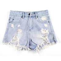 High Waist Ripped Denim Shorts