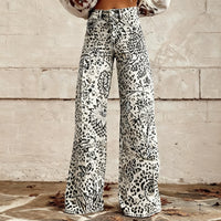 Plus-size Casual Versatile Wide-leg Pants For Women Faux Fabric