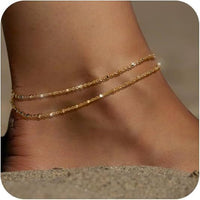 Classic Double Layer Twin Minimalist Personality Daily Beach Vacation Style Anklet