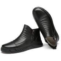 Casual top layer cowhide leather boots