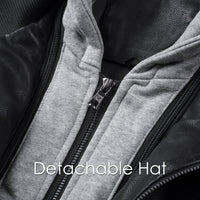 Men's detachable hooded pu leather jacket