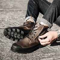 Winter leather Martin boots plus velvet non-slip breathable men's shoes