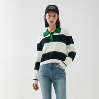 Loose Personality Trendy Girls' Autumn Salt Striped Sweater Retro