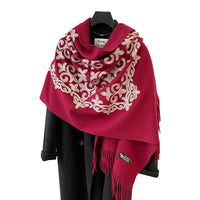 Textured Embroidered Scarf Winter All-matching Spring And Autumn Imitation Cashmere