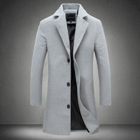 Long Solid Color Single Breasted Windbreaker Fabric